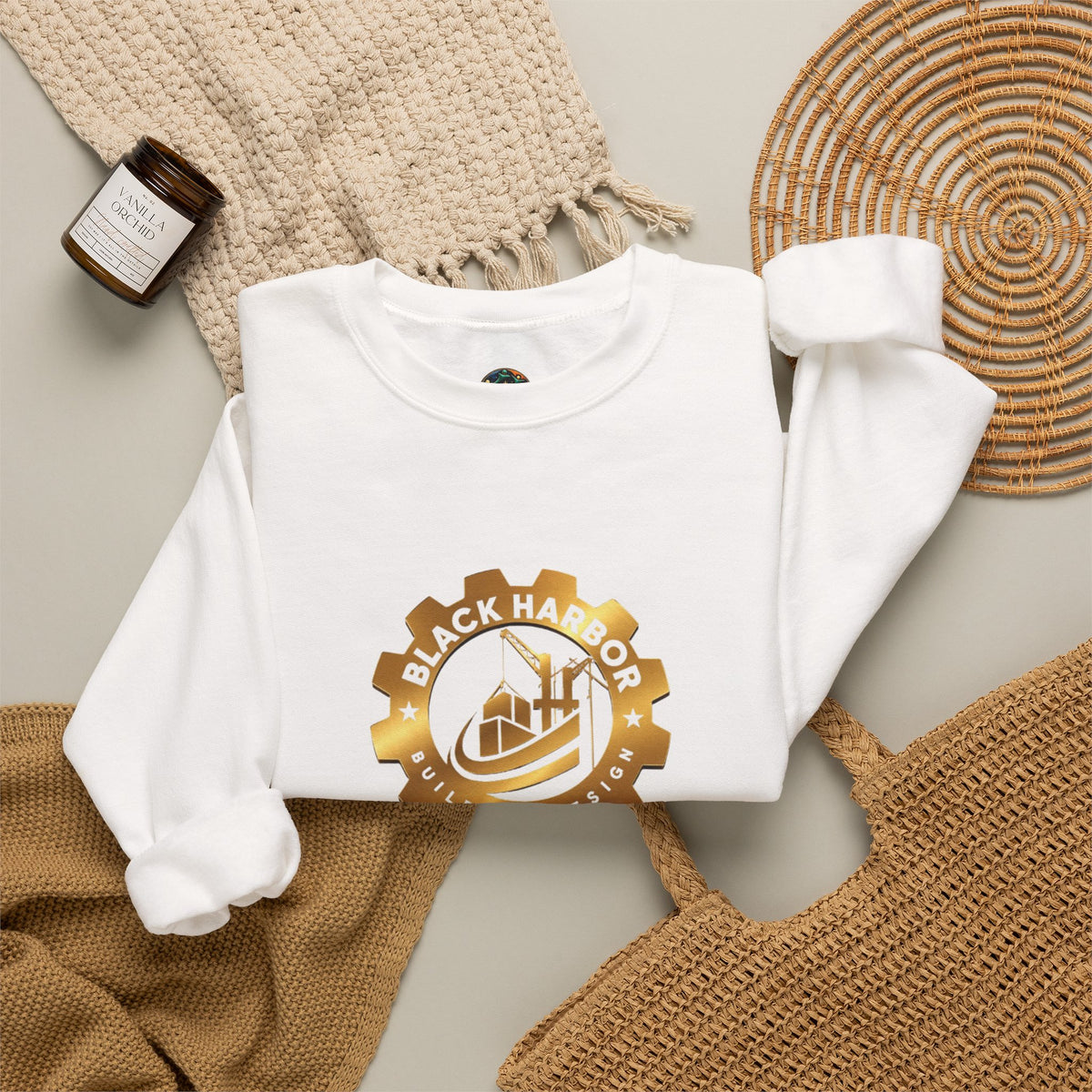 Black Harbor BD Gear Crewneck Sweatshirt — Nautical Harbor Logo Pullover