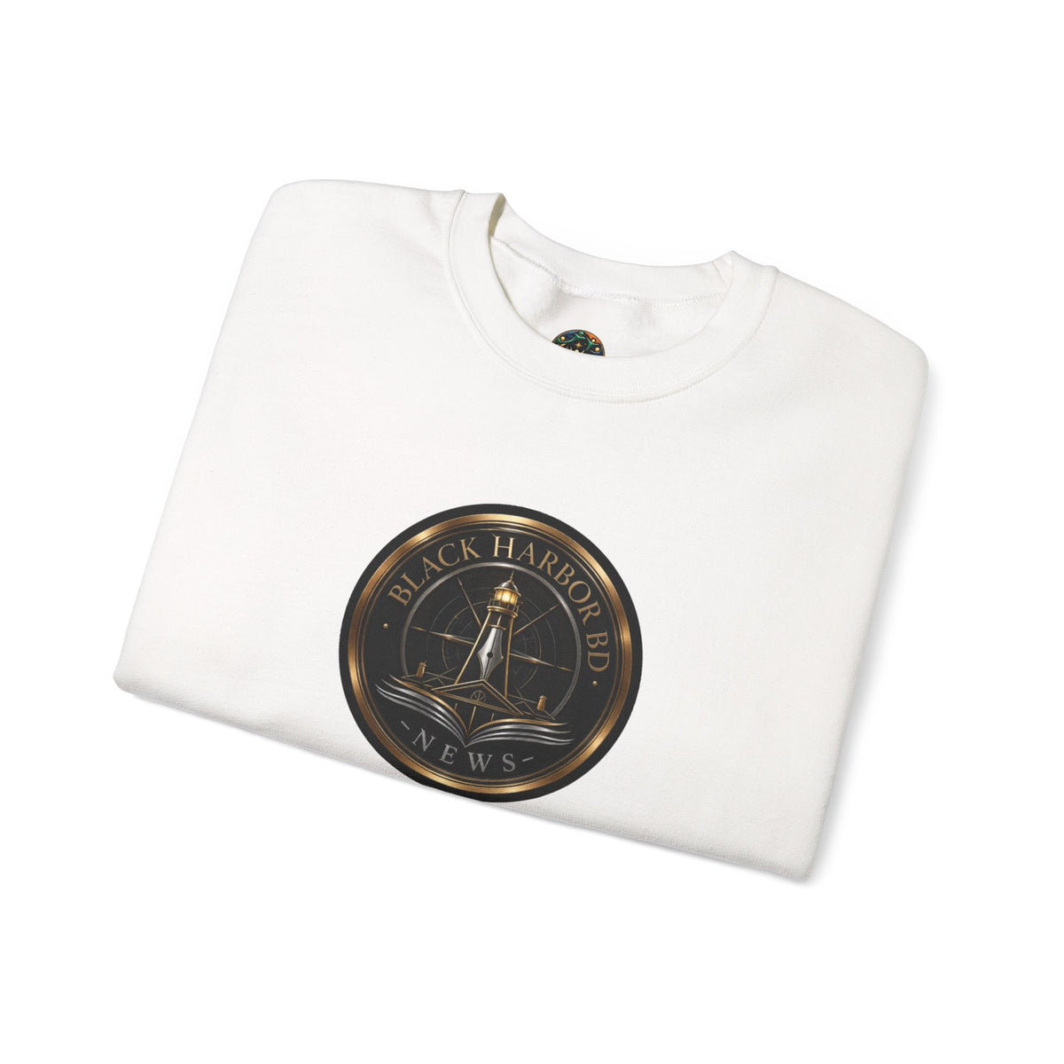 Black Harbor Crewneck Sweatshirt – Vintage Lighthouse Seal Graphic