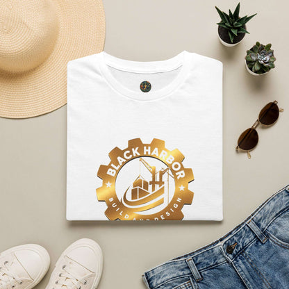 Black Harbor BD Logo T-Shirt — Gold Gear Emblem Tee