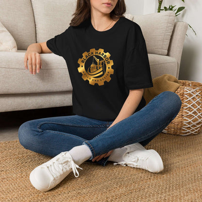 Black Harbor BD Logo T-Shirt — Gold Gear Emblem Tee