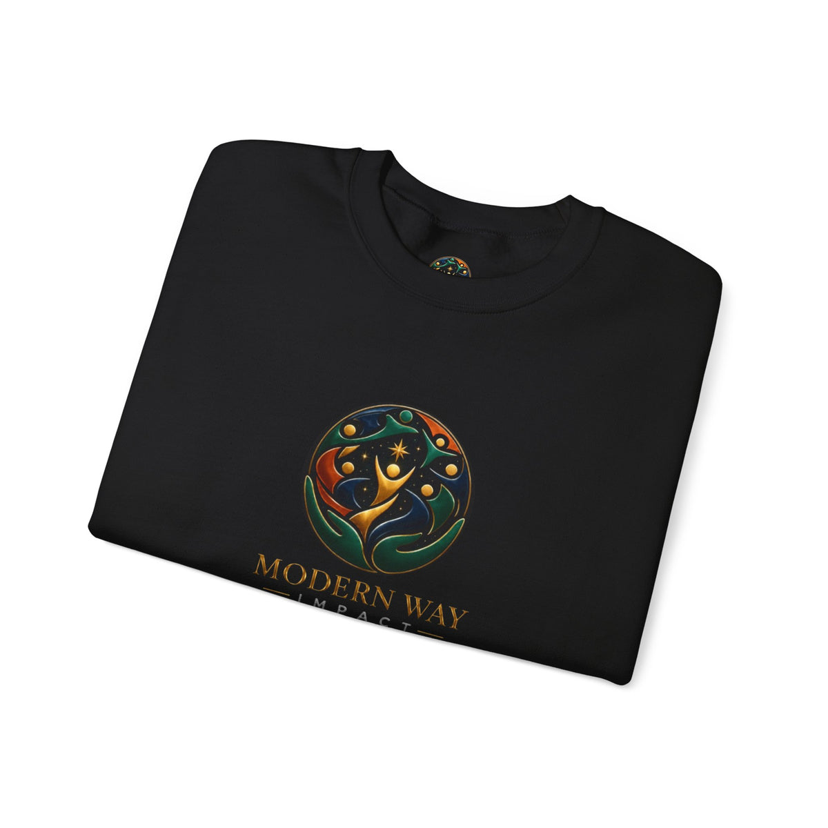 Modern Way Impact Crewneck Sweatshirt — Abstract Organic Logo Pullover