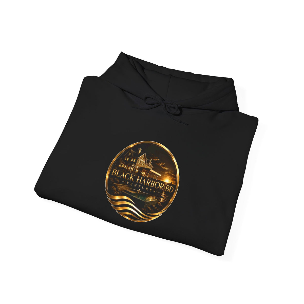 Vintage  Hoodie – Nautical Sunset Crewneck with 'Black Harbor BD Ventures' Logo