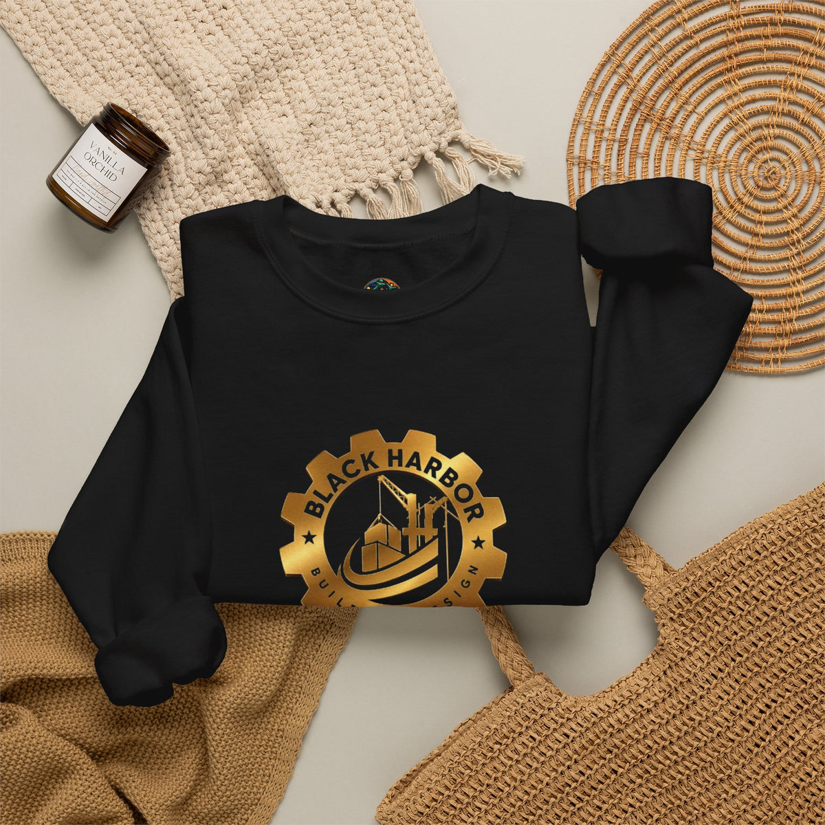 Black Harbor BD Gear Crewneck Sweatshirt — Nautical Harbor Logo Pullover