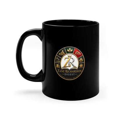 Black Coffee Mug, Digest Trizane RIchardson 11oz