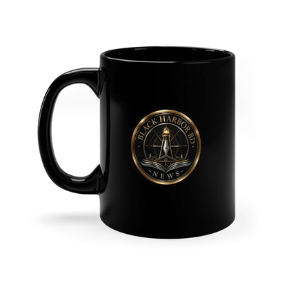 Black Harbor BD News Logo Mug — 11oz Black Coffee Cup
