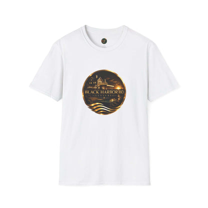 Black Harbor BD Ventures Logo T-Shirt — Gold Gear Emblem Tee