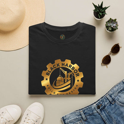 Black Harbor BD Logo T-Shirt — Gold Gear Emblem Tee