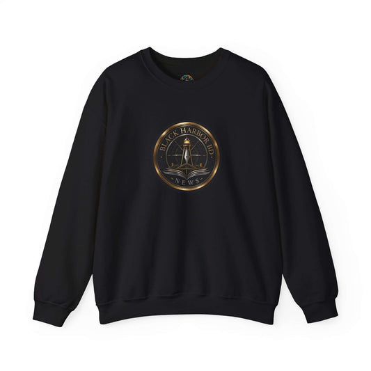Black Harbor Crewneck Sweatshirt – Vintage Lighthouse Seal Graphic