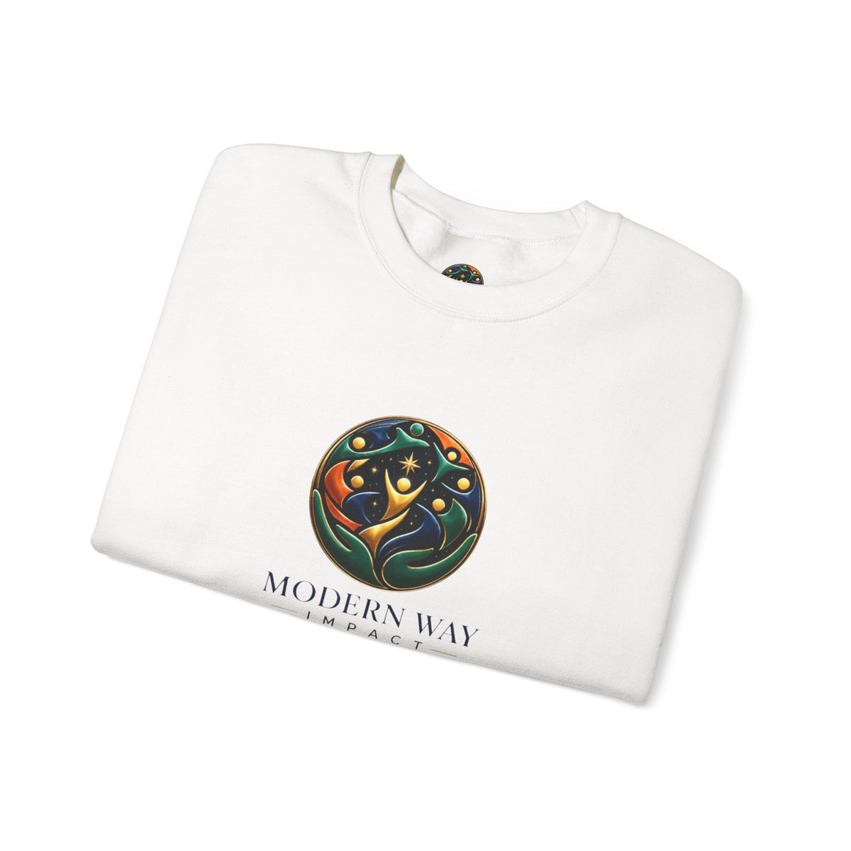 Modern Way Impact Crewneck Sweatshirt — Abstract Organic Logo Pullover